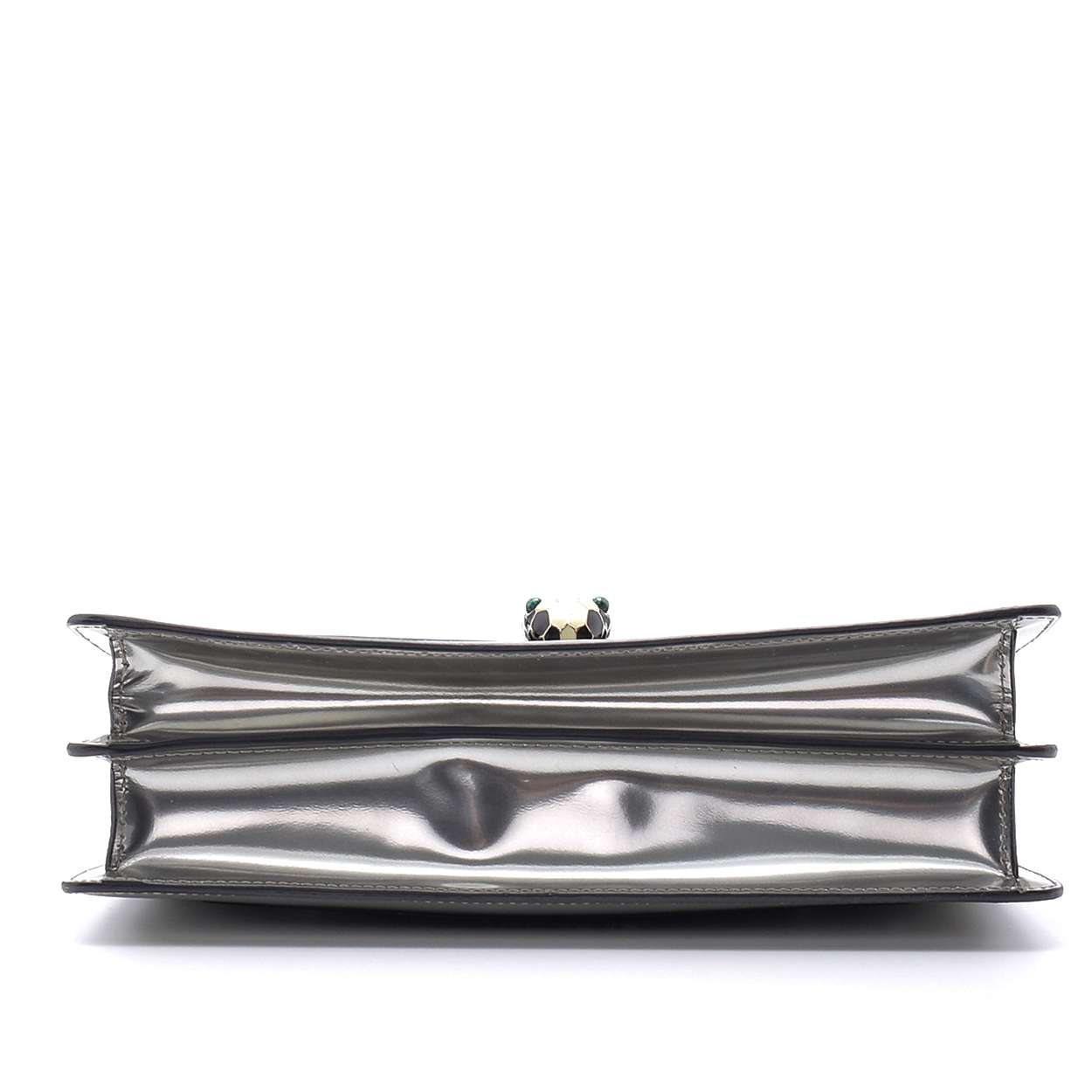  Bvlgari - Metallic Silver Leather Serpenti  Flap Bag